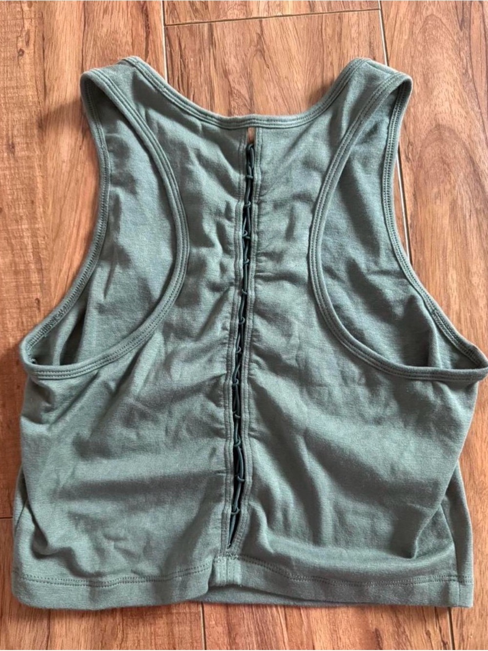 Fabletics Olive Green Hook-Back Racerback Crop Tank